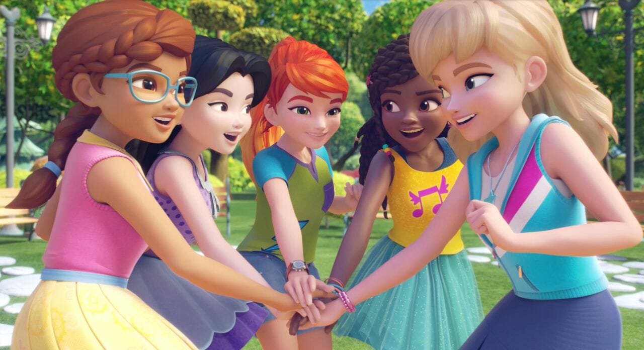 Thumbnail from LEGO FRIENDS Tv-serie: Hero shot of five girls giving high five