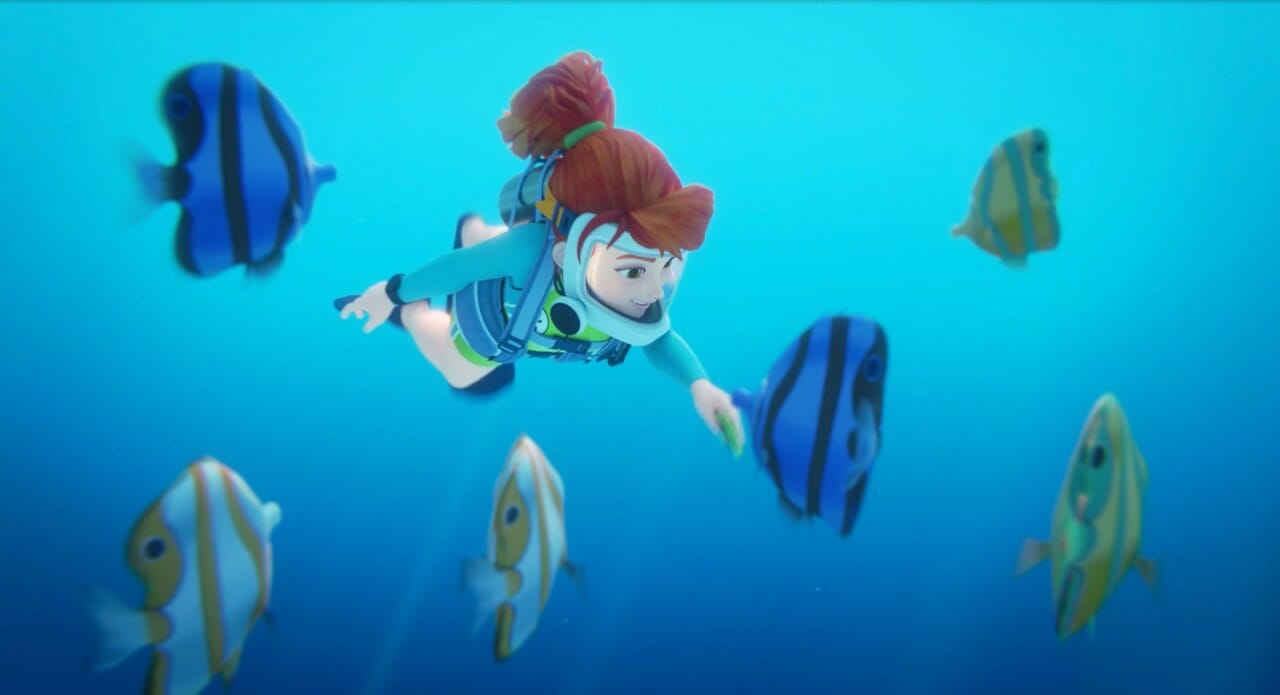 Thumbnail from LEGO FRIENDS Tv-serie: girl swimming underwater with fish